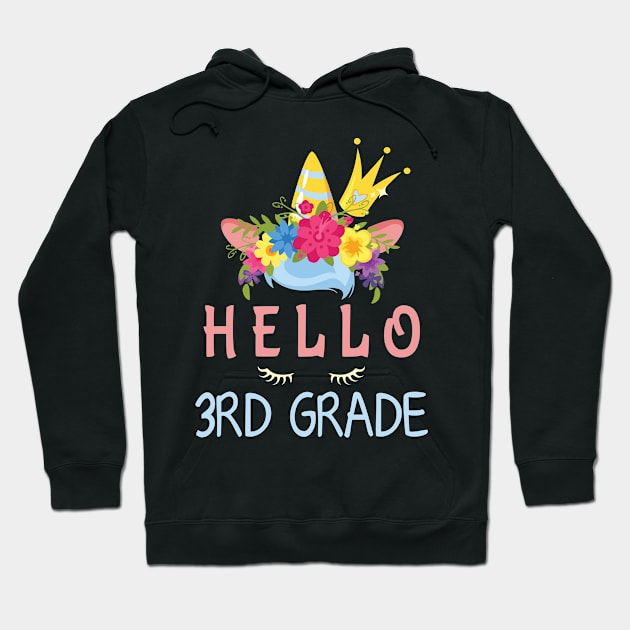 Flowers Unicorn Student Hello 3rd Grade Class Back To School Hoodie by bakhanh123